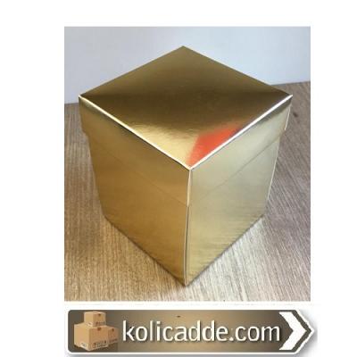 Gold Renk Komple Karton Kapaklı Kutu 10x10x12 cm-KoliCadde